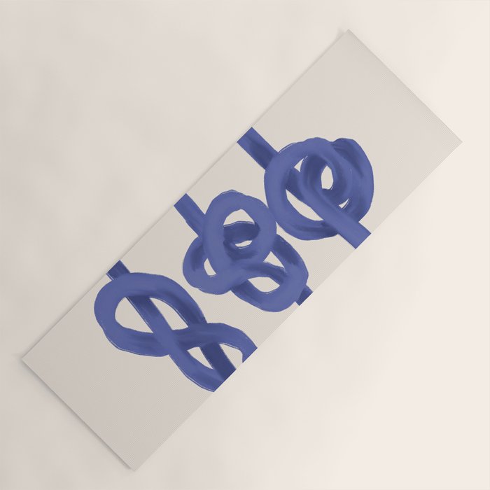 Knotted Rope Art  Minimalist Blue on Cream Illustration Yoga Mat Gallery Image 1