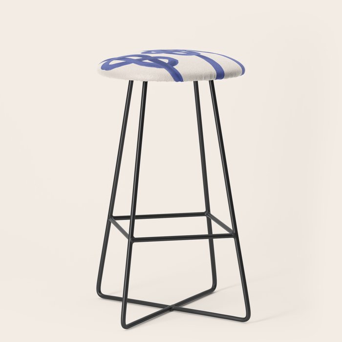 Knotted Rope Art  Minimalist Blue on Cream Illustration Stool Gallery Image 1