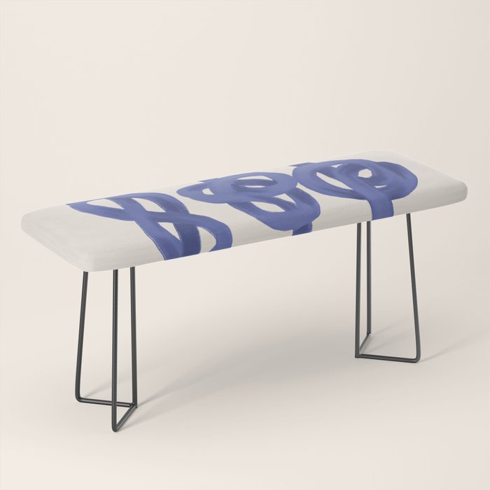 Knotted Rope Art  Minimalist Blue on Cream Illustration Bench Gallery Image 1