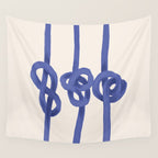 Knotted Rope Art  Minimalist Blue on Cream Illustration Wall Tapestry Gallery Image 4
