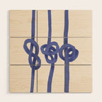 Knotted Rope Art  Minimalist Blue on Cream Illustration Wood Wall Art Gallery Image 1