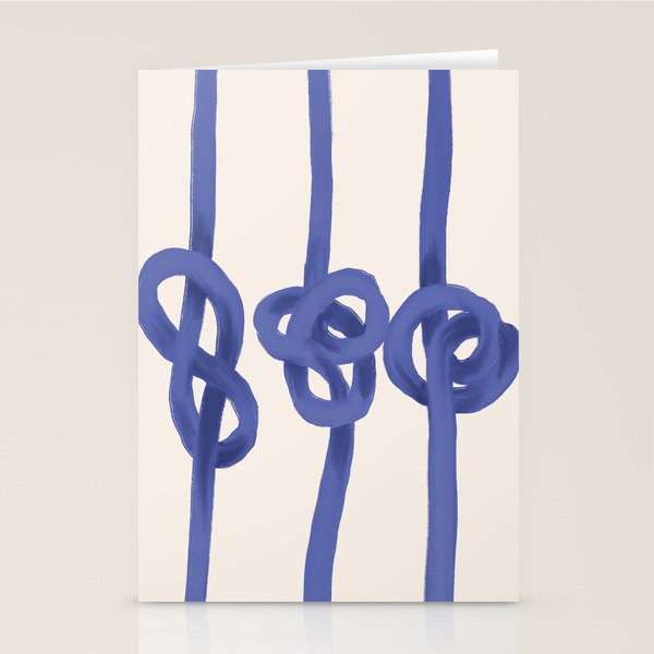 Knotted Rope Art  Minimalist Blue on Cream Illustration Stationery Card Gallery Image 1