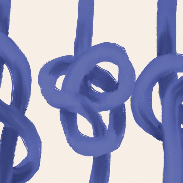 Knotted Rope Art  Minimalist Blue on Cream Illustration Coffee Mug Gallery Image 2