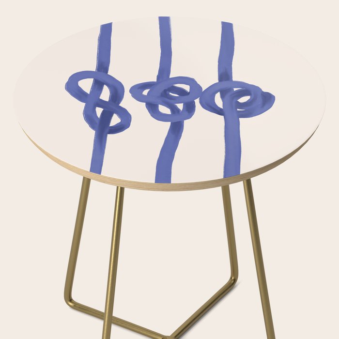 Knotted Rope Art  Minimalist Blue on Cream Illustration Side Table Gallery Image 2