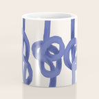Knotted Rope Art  Minimalist Blue on Cream Illustration Coffee Mug Gallery Image 4