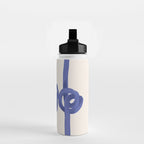 Knotted Rope Art  Minimalist Blue on Cream Illustration Water Bottle Gallery Image 2