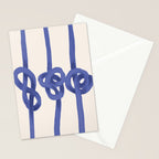 Knotted Rope Art  Minimalist Blue on Cream Illustration Stationery Card Gallery Image 2