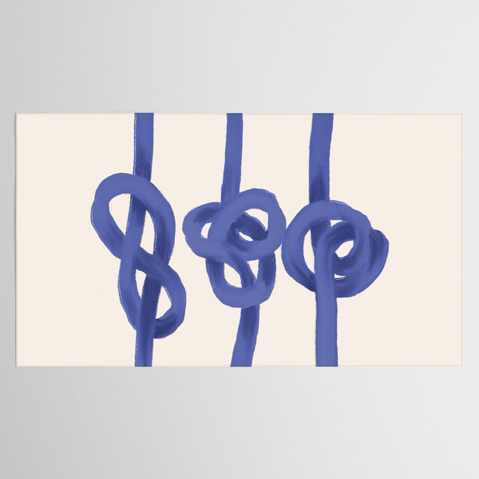 Knotted Rope Art  Minimalist Blue on Cream Illustration Tablecloth Gallery Image 2