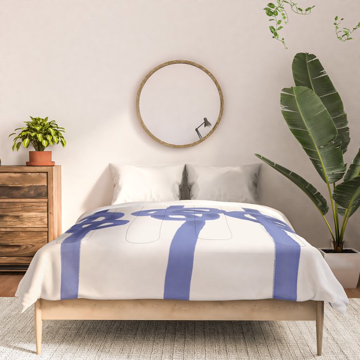 Knotted Rope Art  Minimalist Blue on Cream Illustration Comforter Gallery Image 3