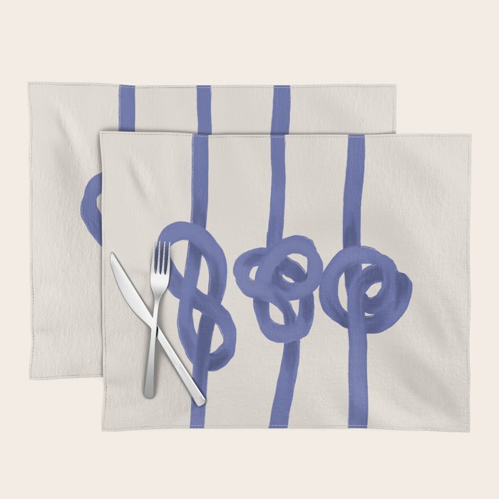 Knotted Rope Art  Minimalist Blue on Cream Illustration Placemat Gallery Image 1