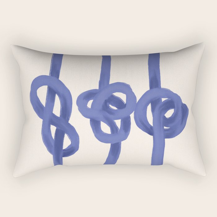 Knotted Rope Art  Minimalist Blue on Cream Illustration Rectangular Pillow Gallery Image 2