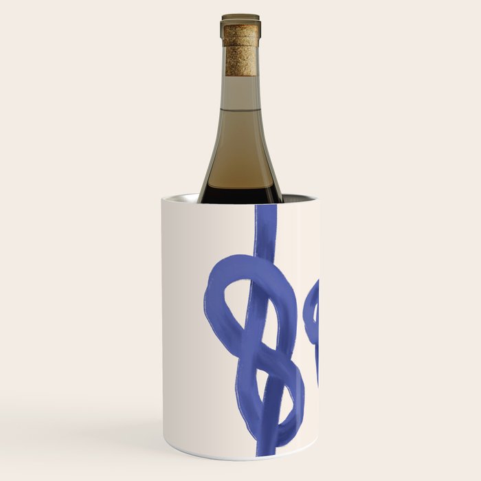 Knotted Rope Art  Minimalist Blue on Cream Illustration Wine Chiller Gallery Image 2