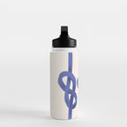 Knotted Rope Art  Minimalist Blue on Cream Illustration Water Bottle Gallery Image 3