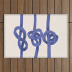 Knotted Rope Art  Minimalist Blue on Cream Illustration Outdoor Rug Gallery Image 1