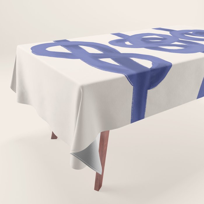 Knotted Rope Art  Minimalist Blue on Cream Illustration Tablecloth Gallery Image 1