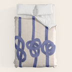 Knotted Rope Art  Minimalist Blue on Cream Illustration Comforter Gallery Image 6