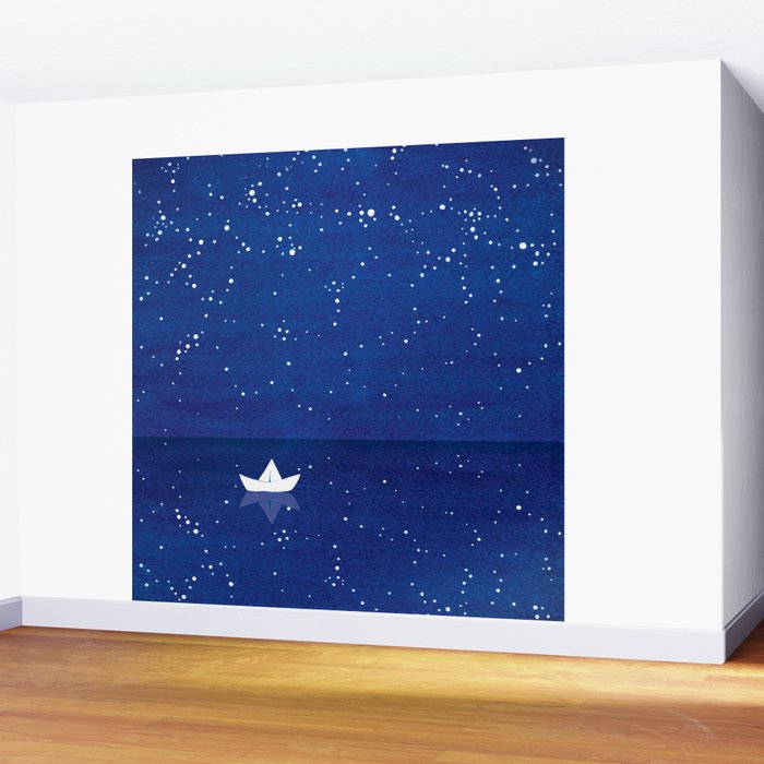 Zen sailing, ocean, stars Wall Mural Gallery Image 2