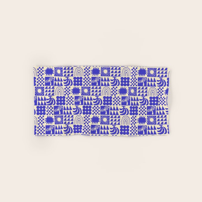 Abstract blue tropical mosaic art pattern Bath Towel Gallery Image 1