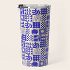 Abstract blue tropical mosaic art pattern Travel Mug Gallery Image 3