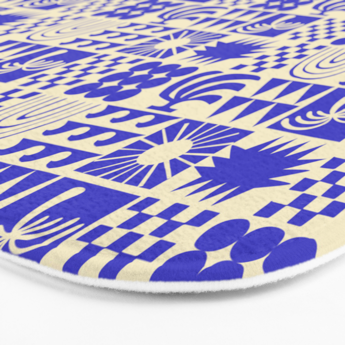 Abstract blue tropical mosaic art pattern Bath Mat Gallery Image 3