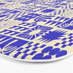 Abstract blue tropical mosaic art pattern Bath Mat Gallery Image 3