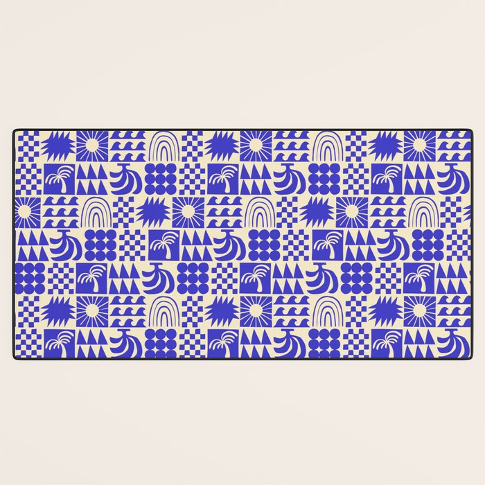 Abstract blue tropical mosaic art pattern Desk Mat Gallery Image 3