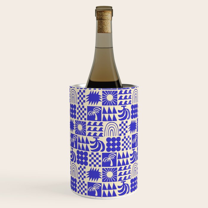 Abstract blue tropical mosaic art pattern Wine Chiller Gallery Image 1