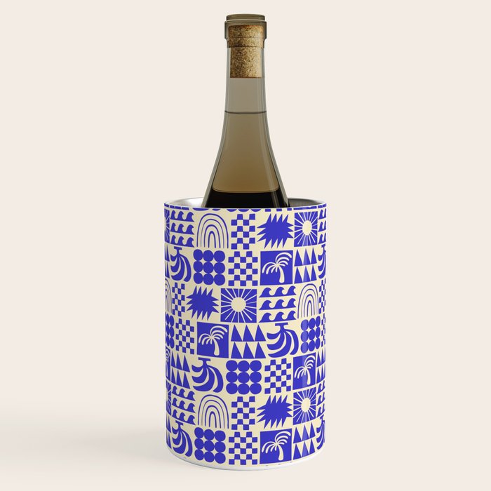 Abstract blue tropical mosaic art pattern Wine Chiller Gallery Image 3