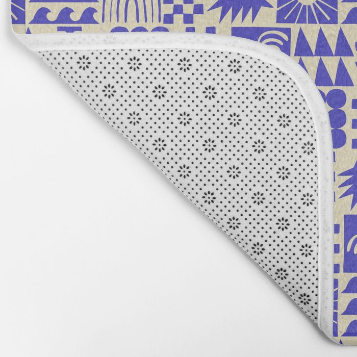 Abstract blue tropical mosaic art pattern Bath Mat Gallery Image 2