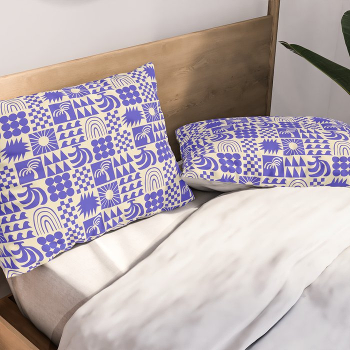 Abstract blue tropical mosaic art pattern Pillow Sham Gallery Image 2