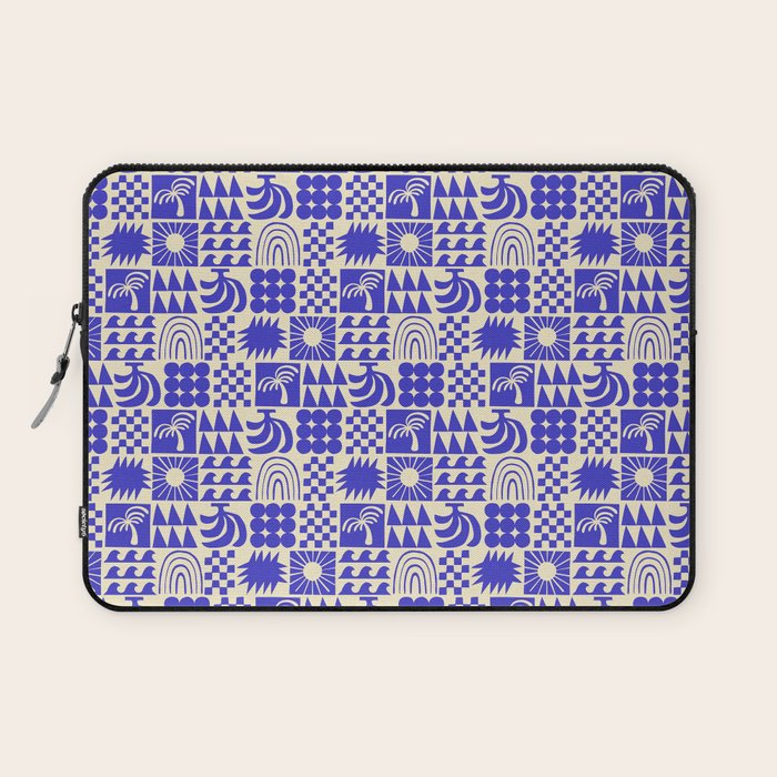 Abstract blue tropical mosaic art pattern Laptop Sleeve Gallery Image 1