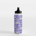 Abstract blue tropical mosaic art pattern Water Bottle Gallery Image 3