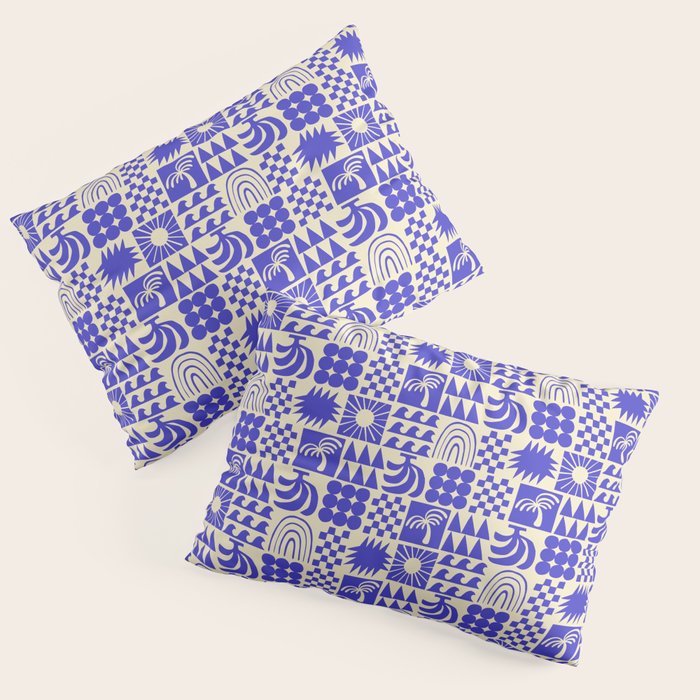 Abstract blue tropical mosaic art pattern Pillow Sham Gallery Image 1