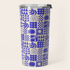Abstract blue tropical mosaic art pattern Travel Mug Gallery Image 2