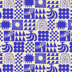 Abstract blue tropical mosaic art pattern Coffee Mug Gallery Image 2