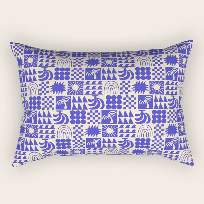 Abstract blue tropical mosaic art pattern Rectangular Pillow Gallery Image 2