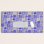 Abstract blue tropical mosaic art pattern Desk Mat Gallery Image 1