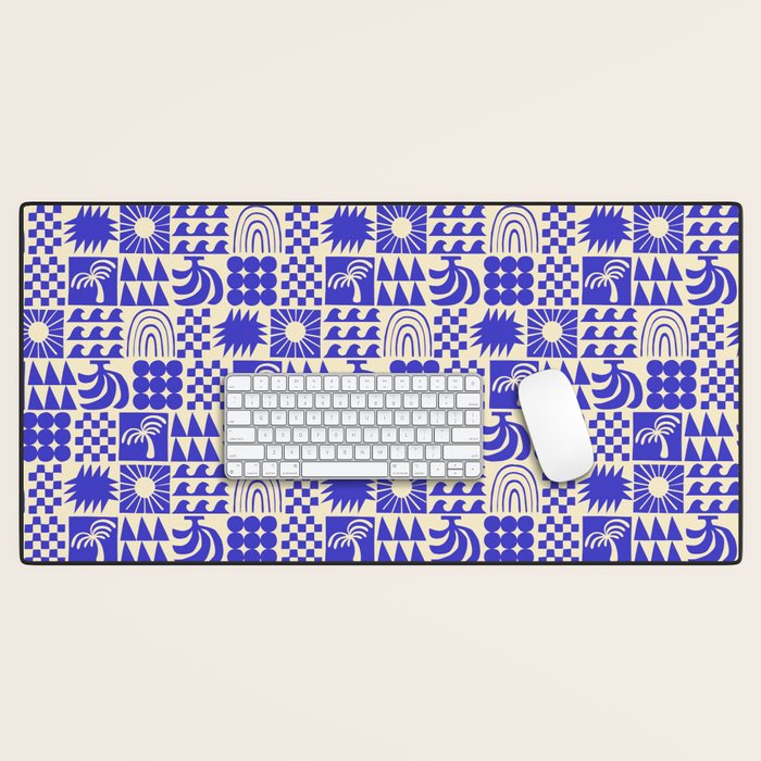 Abstract blue tropical mosaic art pattern Desk Mat Gallery Image 1