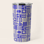 Abstract blue tropical mosaic art pattern Travel Mug Gallery Image 1