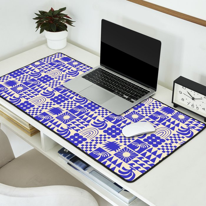 Abstract blue tropical mosaic art pattern Desk Mat Gallery Image 2