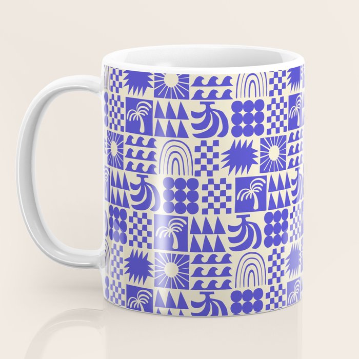 Abstract blue tropical mosaic art pattern Coffee Mug Gallery Image 3