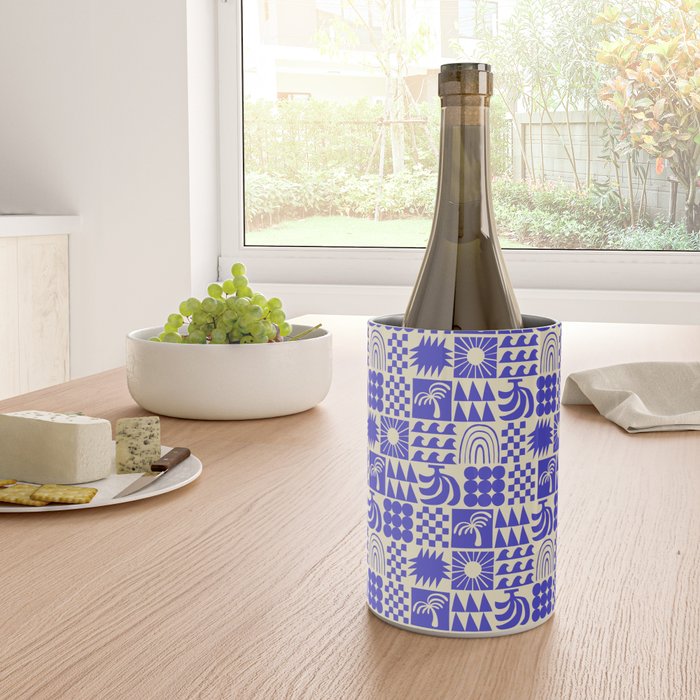 Abstract blue tropical mosaic art pattern Wine Chiller Gallery Image 4