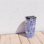 Abstract blue tropical mosaic art pattern Travel Mug Gallery Image 4