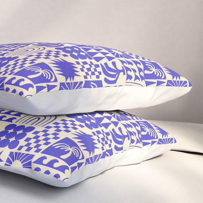 Abstract blue tropical mosaic art pattern Pillow Sham Gallery Image 3