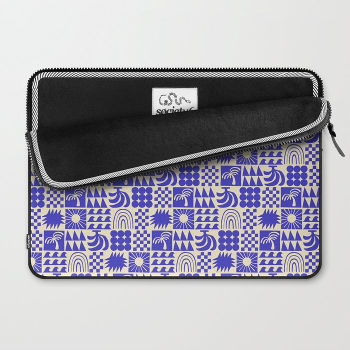Abstract blue tropical mosaic art pattern Laptop Sleeve Gallery Image 2