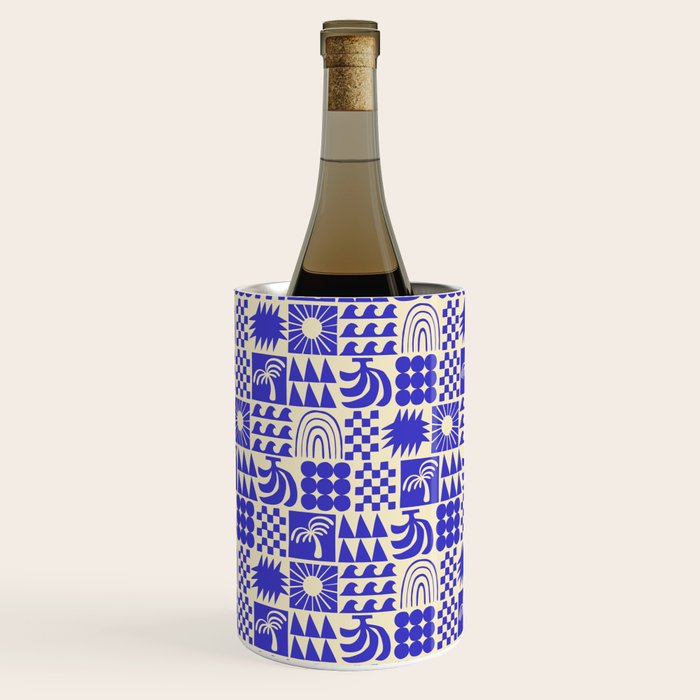 Abstract blue tropical mosaic art pattern Wine Chiller Gallery Image 2