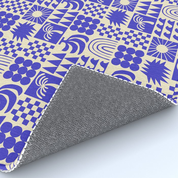 Abstract blue tropical mosaic art pattern Rug Gallery Image 4