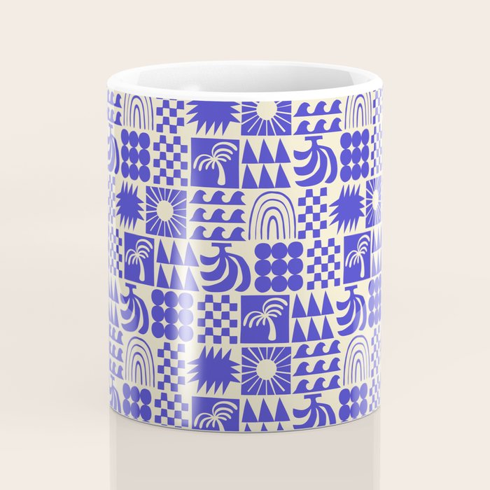 Abstract blue tropical mosaic art pattern Coffee Mug Gallery Image 4