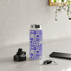 Abstract blue tropical mosaic art pattern Water Bottle Gallery Image 4