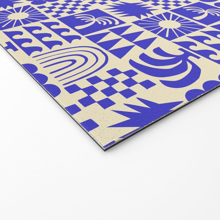 Abstract blue tropical mosaic art pattern Welcome Mat Gallery Image 2